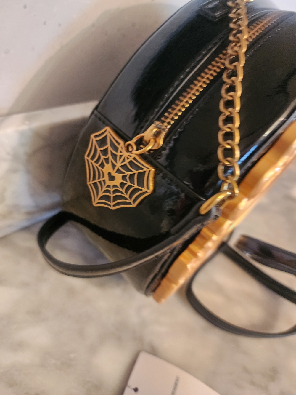 Betsey Johnson Black and Gold Frame Accent Crossbody Bag - Picture 3 of 6